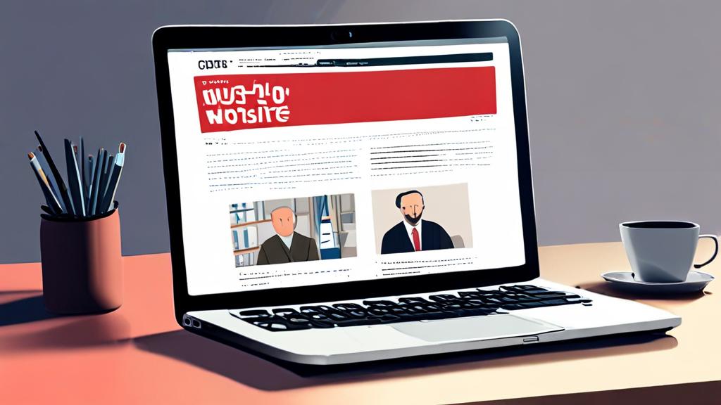 Conceptual illustration: A laptop screen shows a government website with a phone nearby.