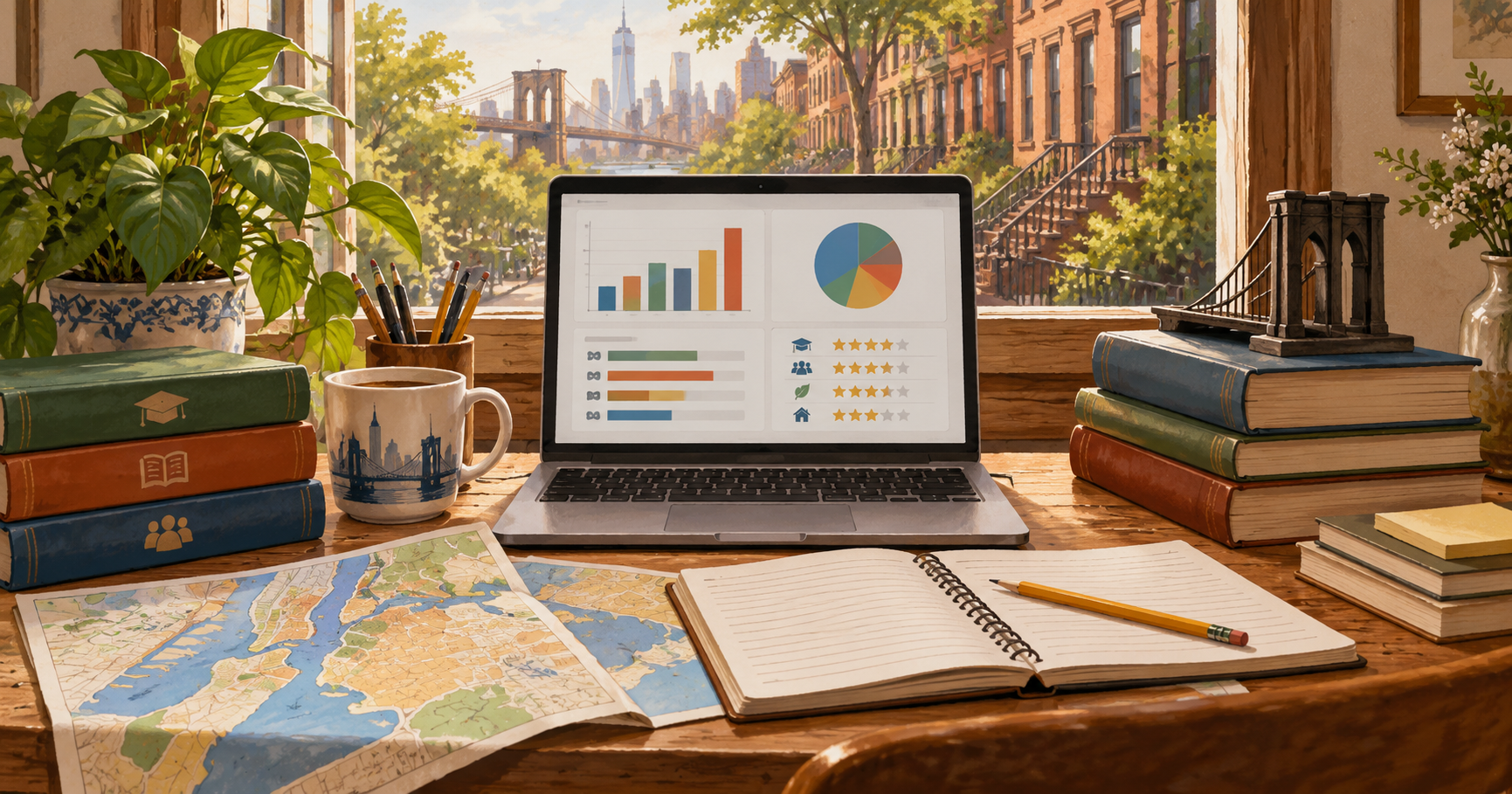 Brooklyn families: bring better questions to the school search — conceptual editorial illustration